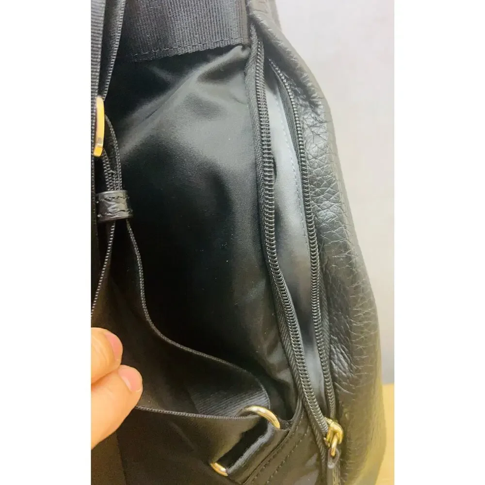 Storksak Black Leather Baby Backpack Diaper Bag